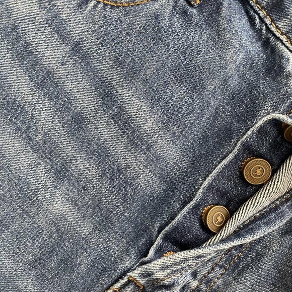 Sandrine Rose Jeans Womens 29 Blue Snow Ripped Button Fly Straight Distressed - Picture 7 of 13